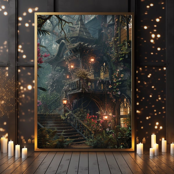 Dark Academia Prints & Moody Decor: Explore Gothic Aesthetic, Enchanted Forest Art, Dark Gottagecore and Whimsigoth Decor