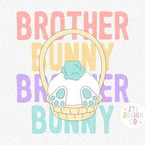 Hermano Conejito Digital PNG SVG Sublimación Coincidencia Archivo de Corte Cricut Pascua Apilado Niño Pequeño Hermano Niños Retro Diseño Gráfico de Moda DTF