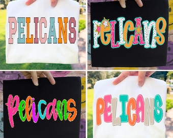 Pelicans Mascots Bundle PNG, School Spirit PNG, Game Day Png, Preppy Png, Trendy Png, Team Spirit Png, Neon Png, Checkered Png, Craft