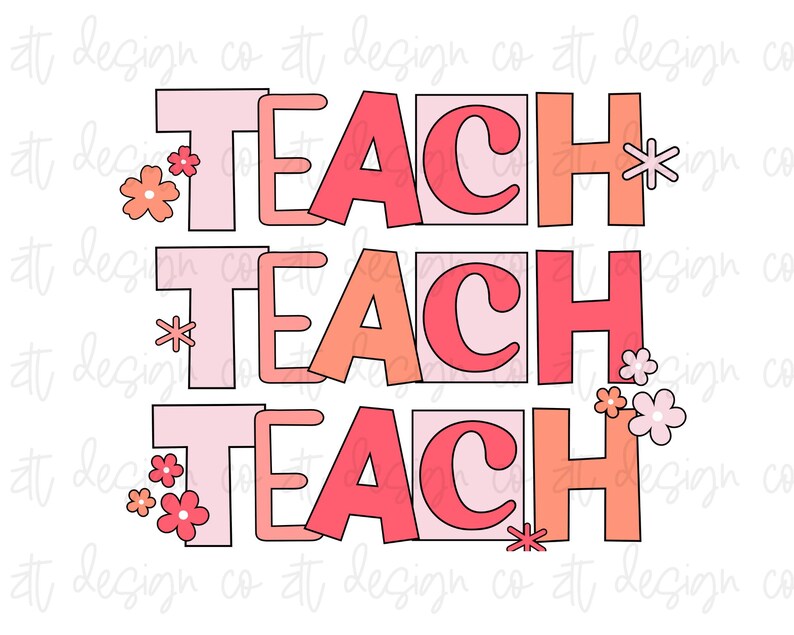 Teacher School PNG Teach Stacked Retro Bright Trendy Back to School ...