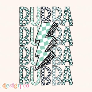 Bubba Doodle Checker Digital PNG Sublimation Stacked Brother Lightning Bolt Kids Boys Retro Toddler Little Sibling Brother Graphic Design