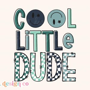 Retro Cooler Kleiner Typ PNG Sublimation Sibling Doodle Checker Passende Kinder Niedlich Blau Kleinkind Kleiner Junge Bruder Smiley Shirt Grafikdesign