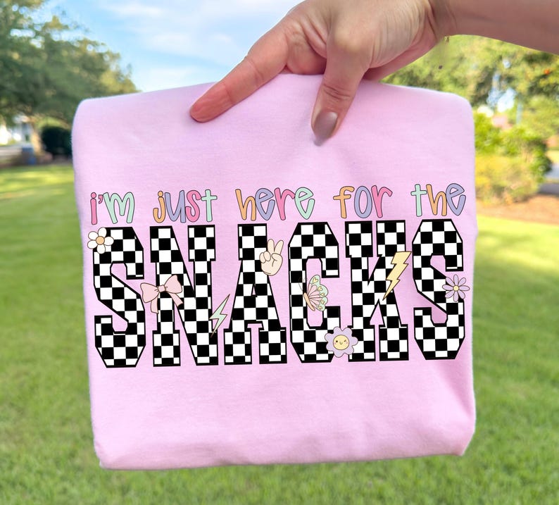 Just Here for The Snacks PNG, Toddler Girl Png, Girly Png, Checkered Png, Toddler Png, Bolt Png, Snarky Png, Sassy Png, Y2K Png, 90s Png image 3
