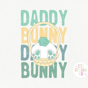 Daddy Hase Digitale PNG SVG Sublimation Passende Cricut Cut Datei Ostern Gestapelt Kleiner Junge Kinder Retro trendiges Grafikdesign druckbare DTF