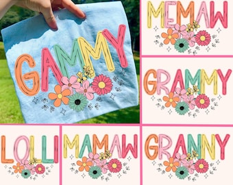 Floral Grandma Bundle, Lolli Png, Mamaw Png, Grammy Png, Memaw Png, Mors Day Png, Spring Png, Craft, Floral Png, Grandparent Png