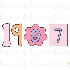 Gemaakt in de jaren 90 PNG-sublimatie Kleurrijk 1997 Geboortejaar Geboortedatum Grafisch shirtontwerp Retro doodle Letters Verjaardag DTF DTG Digitaal ontwerp