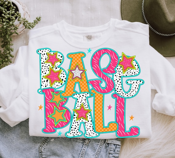 Neon Baseball Png, Retro Sports Mom Design, Game Day (Digital Download) PNG Craft for Shirts, Stickers, Mugs, and Tumblers