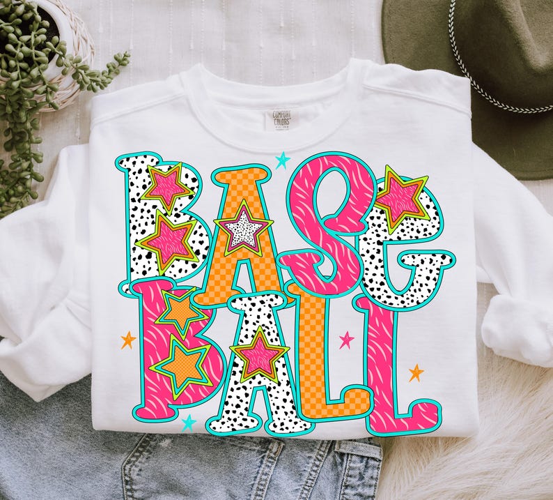 Baseball PNG, Ball PNG, Home Run Png, Swing Batter Batter Png, Sports Png, Neon Png, Preppy Png, Trendy Png, Girly Png, Athletic Png, Craft image 1