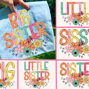 Big Sister Little Sister PNG Bundle, Sibling Png, Sister Crew, New Baby Announcement, Matching, Sissy Png, Floral Png, Spring Png, Summer