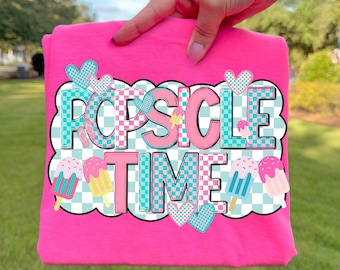 Popsicle Time PNG, Girly Png, Preppy Png, Summer Png, Pool Kids Png, Coquette Png, Ice Cream Png, Toddler Png, Checkered Png, Sandals Png