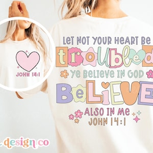 Trendy bijbelvers christelijke png-bestand sublimatie esthetische kleurrijke retro DTF voorkant achterkant christelijk shirt ontwerp hoodie digitale download