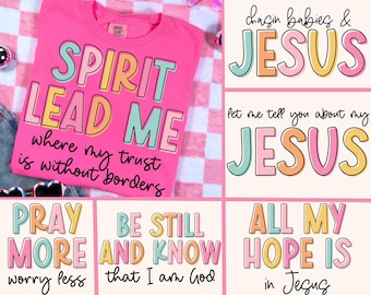Paquete de imágenes PNG cristianas de moda: Mi Jesús, Espíritu guíame, Persiguiendo bebés, PNG basado en la fe, colorido, estético, PNG bíblico, paquete religioso