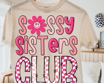 Sassy Sisters Club png, Y2K png, jaren 90 png, girly png, trendy png, preppy png, geruit png, peuter png, snarky png, Sissy png, Sissy png, broer of zus png