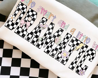 Cute Smart and Dramatic PNG, Checkered Png, Bolt Png, Bow Png, Snarky Png, Sassy Png, Craft, Little Miss, Floral Png, Kids Png, Toddler
