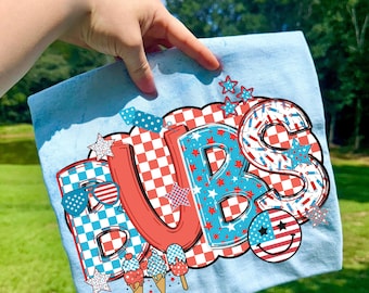 4th of July Bubs PNG, USA Png, American Boy Png, Checkered Png, Cool Dude Png, Firecracker Png, Summer Png, Ice Cream Png, Stars Png, Preppy