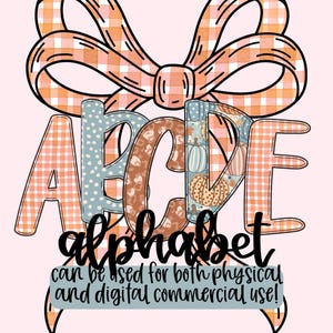 Fall Pumpkin A-Z 0-9 Alphabet Letters PNG, Preppy Autumn Coquette (Digital Download) PNG Craft for Shirts, Stickers, Mugs, and Tumblers