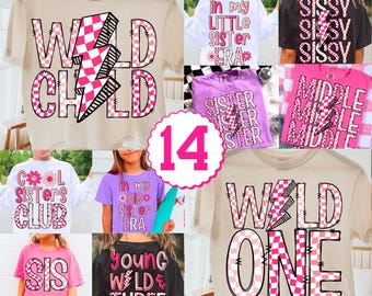 Wild Child png-bundel, grote zus png, zusje png, Wild One png, Sassy png, geblokt png, png, png
