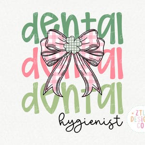 Higienista dental Dia de São Patrício Digital PNG Sublimação Checker Coquette Laço Trevo Irlandês Verde Março Retro Trendy Design Gráfico DTF