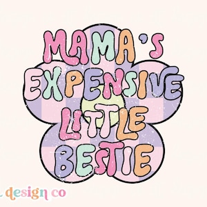 Y2K retro jaren 90 klein meisje mama's dure kleine bestie grappige png-sublimatie kinderen schattig peuter sarcastisch roze paars shirt grafisch ontwerp