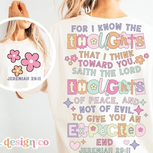 Bijbelvers Christian Jeremiah 29:11 PNG-bestand sublimatie esthetische kleurrijke retro DTF voorkant achterkant shirt ontwerp hoodie digitale download 7