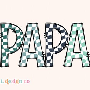 File PNG retrò con scarabocchi a scacchi e papà, stampa a sublimazione per la festa del papà, maglietta blu coordinata per la famiglia, grafica digitale, download DTF DTG