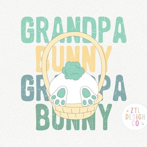Passende digitale PNG SVG Sublimation Cricut Cut Datei Opa Hase Ostern gestapelt kleiner Junge Kinder Retro trendiges Grafikdesign druckbare DTF