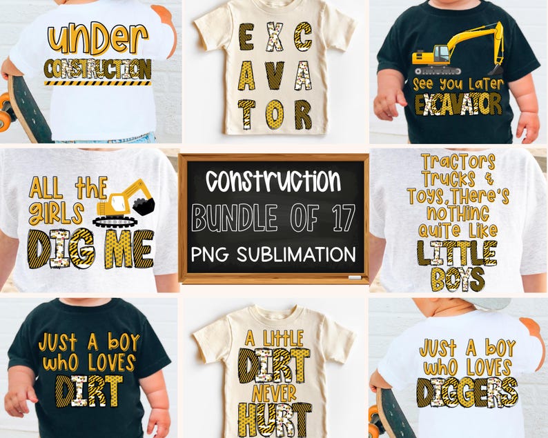Boys Construction PNG Bundle, Boys Birthday PNG, Digger Png, Construction Png, Excavator Png, Tractor Png, Equipment Png, Construction Crew image 1