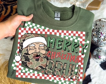 Merry Christmas Bruh, Camo Santa Png, Retro Santa Png, Checkered Png, Camouflage Png, Southern Boy Png, Boy Png, Kids Png, Christmas Png