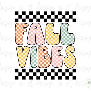Archivo de sublimación PNG de otoño retro Groovy Checker Vibraciones otoñales estéticas de los 90 Vibraciones boho Diseño gráfico digital de Acción de Gracias retro DTF