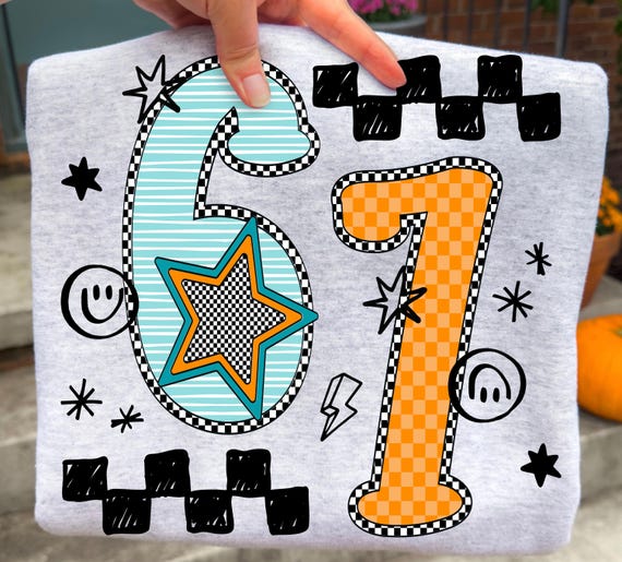 Six Seven PNG, 6-7 Trendy PNG, 6 7 Boys, Retro Kids Png, Internet Joke Png, Funny Saying 6 7 Png, Humor, Generation Z, Checker