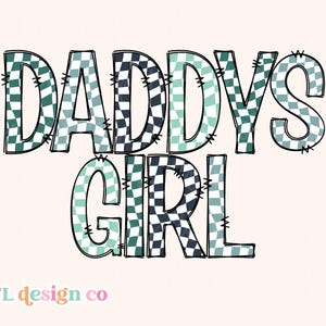 Ragazza di papà Retro Doodle Checker PNG Sublimazione Abbinamento Famiglia Bambini Carini Ragazze Rosa Acceso Retro Bambina Grafica Design Digitale