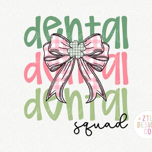 Digital PNG Sublimação Dental Squad Dia de São Patrício Xadrez Coquete Laço Trevo Irlandês Verde Março Retro Trendy Camisa Design Gráfico DTF