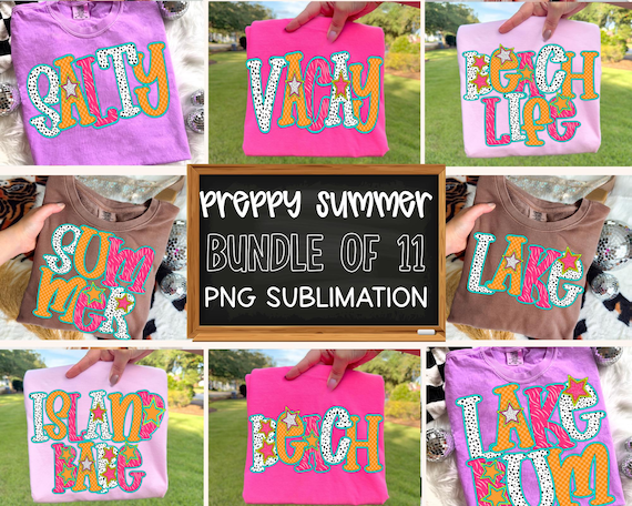 Summer PNG Bundle, Beach Life Png, River Png, Lake Png, Vacay Png, Pool Bum Png, Neon Png, Preppy Png, Spring Png, Sunny Days Png, Craft
