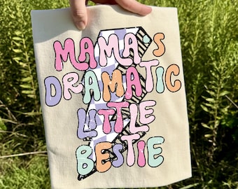 Mama's Dramatic Bestie PNG, Y2K Png, Retro 90s Png, Girly Png, Snarky Png, Sassy Png, Trendy Png, Lightning Bolt, Checkered Png, Toddler Png
