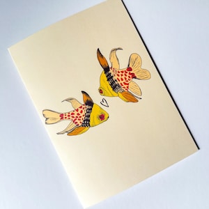 Pyjama Cardinalfish-wenskaart thuis | Direct downloaden | Kaart van 5 x 7 voor meerdere gelegenheden | Kunstafdruk | Inclusief afdrukbare envelop
