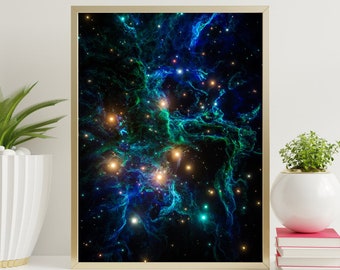 カラフルな星雲アートプリント｜宇宙の壁飾り（デジタルダウンロード）
