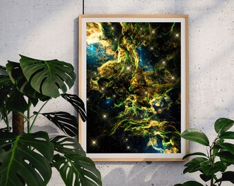 Póster de arte espacial de nebulosa / Decoración de pared cósmica