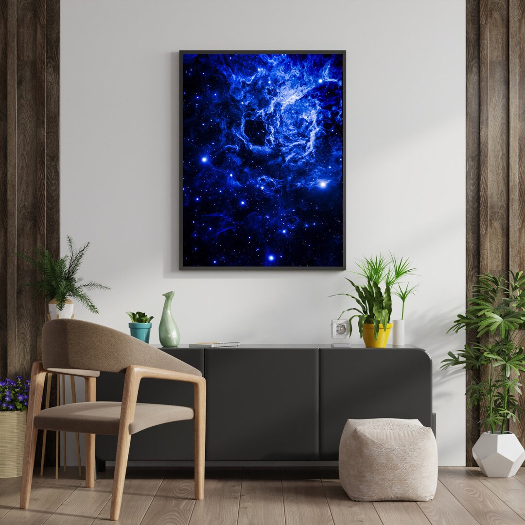 Blue Nebula Space Art Poster Celestial Wall Decor digital Download Blue Nebula Space Art Poster Celestial Wall Decor digital Download