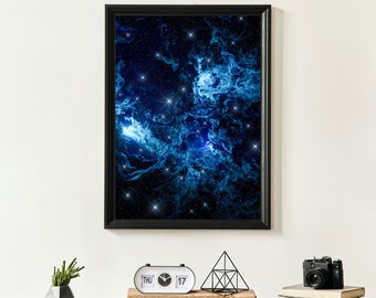 Plakat artystyczny „Niebieska Mgławica” | Niebiańska dekoracja ścienna