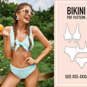 Bikini pattern PDF. Sewing Pattern Swimsuit. One Piece Bikini. Sewing Pattern.  Swimsuit Pattern. Women Pattern. XXS-XXXL