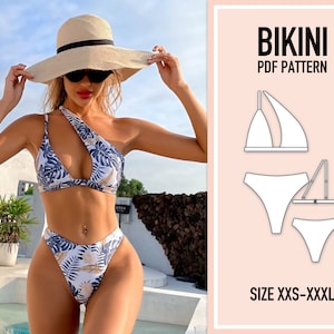 Bikini pattern PDF. Sewing Pattern Swimsuit. One Piece Bikini. Sewing Pattern.  Swimsuit Pattern. Women Pattern. XXS-XXXL