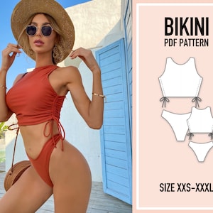 Bikini pattern PDF. Sewing Pattern Swimsuit. One Piece Bikini. Sewing Pattern.  Swimsuit Pattern. Women Pattern. XXS-XXXL