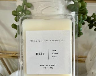 Halo Soy Wax Melt | Peach Blossom Wax Melt | Fresh Marine Scent | Fruity Musk Home Fragrance | Hand Poured Soy Wax Melt