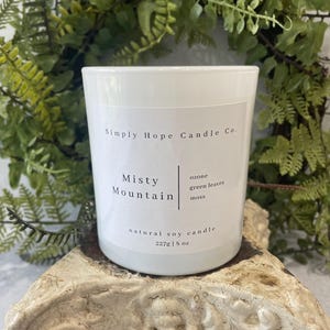 Pure Soy Wax Candle, Misty Mountain Scent, Natural, Home Decor, Gift for Her, Hostess Gift, Non-Toxic, Clean Burning