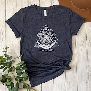 Moonchild shirt, Witchy moon tshirt, lunar celestial shirt, sun moon and stars, astrology shirt, mystical shirt, lunar moth, tarot card tee