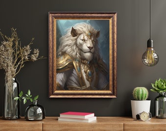 Leonin Battle Prince Art Poster Print - Fantasy Artwork, Mythical Art, Magical Art, Whimsical, Decor, Magic the Gathering, MTG Art