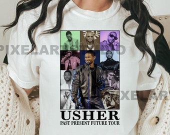 Usher t-shirt past present future world tour t-shirt Usher Merch Usher singer print Usher concert Usher Shirt Usher music gift Usher poster