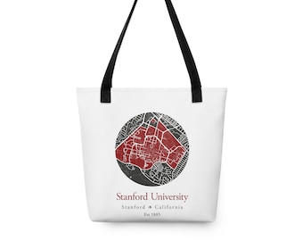 Stanford University tygväska, Stanford campuskarta, Stanford tygväska till henne, examenspresent, present till mors dag, skolfärger