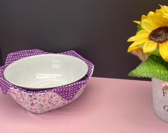 Microwave bowl cosy (purple floral)