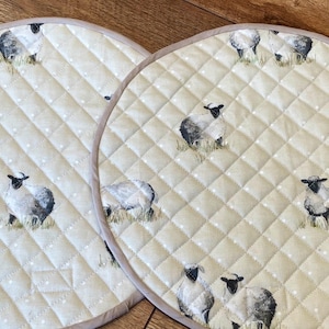 Quilted Sheep Design Aga (range cooker) lid covers (pair)